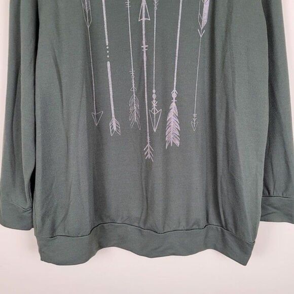 Torrid Size 2X Olive Lightweight Choker Sweatshirt Arrows Long Sleeve Green - Picture 5 of 12